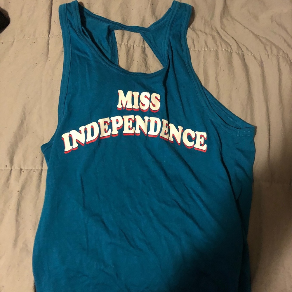 Blue tank top with open back